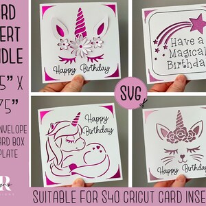 SVG: Geburtstag Einsteckkarten Bundle. Cricut S40 Einlegekarte. Geburtstagskarte svg. Quadratische Geburtstagskarte. Geburtstagskarte Vorlage und Umschlag.