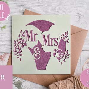 SVG: Wedding card. Celebration. Wedding svg. Mr & Mrs card. Anniversary card svg.