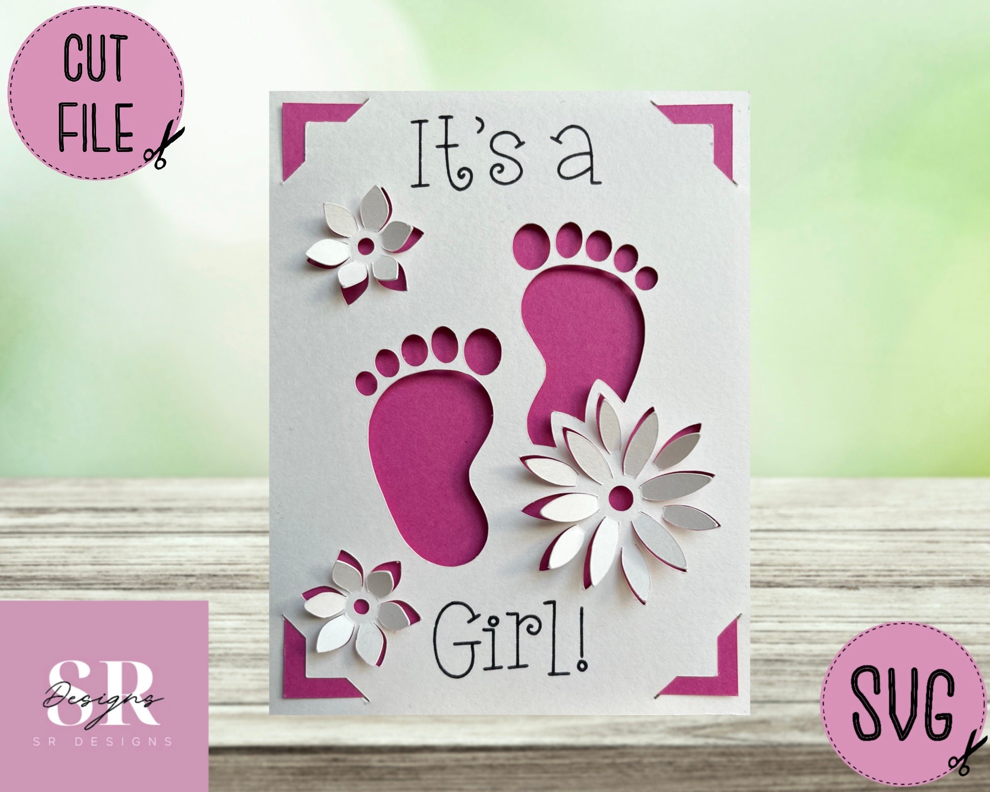 SVG: 3D It’s a Girl Insert Card. Cricut Joy Friendly. Draw and Cut Card ...