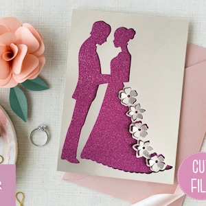 SVG: 'Pop up'/ 3D Braut und Bräutigam. Digitaler Download. Scherenschnitt. Hochzeit.  Gerade verheiratet. Brautpaar SVG. Hochzeitskarte. Jahrestag