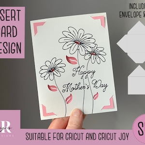 SVG: Tarjeta insertada del Día de la Madre. Amigable con Cricut Joy. Dibujar y cortar el diseño de la tarjeta. Plantilla de sobre incluida. Tarjeta Cricut Joy del Día de la Madre SVG