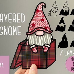 SVG: Layered Gnome cut file. 3D Gonk svg. Layered gnome svg. Christmas Gnome svg. Christmas Gonk svg. Layered Christmas gnome. SVG. PNG.