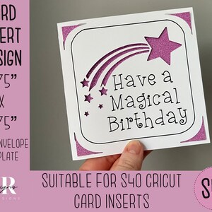 SVG: Geburtstagskarte. Cricut S40 Einlagekarte. Geburtstagskarte svg. Quadratische Geburtstagskarte. Geburtstagskartenschablone und Umschlag.