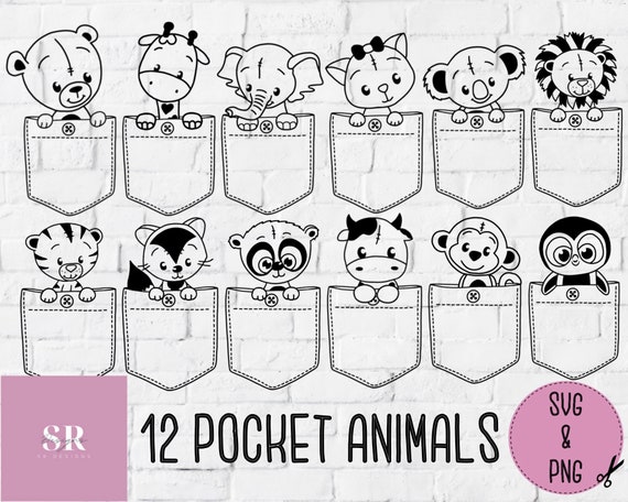 SVG: Pocket Animals. Cute Animal Svg. Cute Animal cut files. Cute animals. Vinyl cutting. Baby personalisation. Baby onesie design.