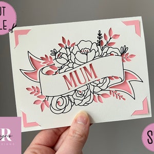 SVG: Mama steek kaart in. Cricut Vreugde vriendelijk. Teken en knip kaartontwerp. Envelop sjabloon inbegrepen. Cricut Joy Moederdag kaart SVG