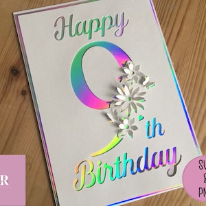 SVG: Pop up/ 3D 9th Birthday card. Number pop up. Floral pop up. Pop up number. Card pop up. 3D cut file. Pop up svg. Card making. SVG. PNG.