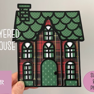 SVG: Maison en couches 3D. Découpe de papier. Svg en couches. Maison svg. Maison en couches svg. SVG 3D. Maison 3D svg. Village de Noël svg.