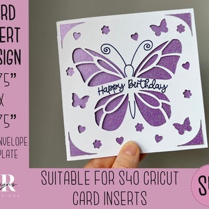 SVG: Einsteckkarte zum Geburtstag. Cricut S40 Einlegekarte. Geburtstagskarte svg. Quadratische Geburtstagskarte. Geburtstagskarte Vorlage und Umschlag.