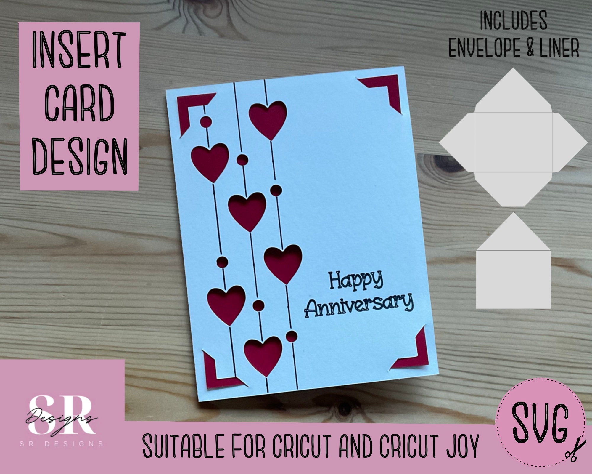 SVG Anniversary Insert Card. Cricut Joy Friendly. Draw and Cut Card