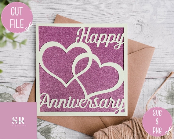 SVG: Biglietto di buon anniversario. Celebrazione. Matrimonio svg.  Biglietto anniversario svg. Cuore link svg. -  Italia