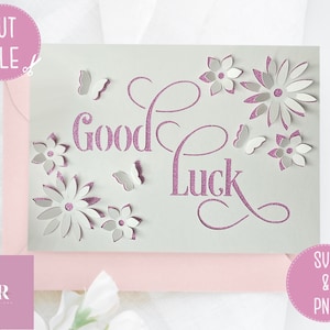 SVG: 3D / 'pop up' Carte de bonne chance. Bonne chance carte svg. Carte pop-up. Faites apparaître des fleurs. Papillon 3D. Carte Cricut svg. SVG/PNG