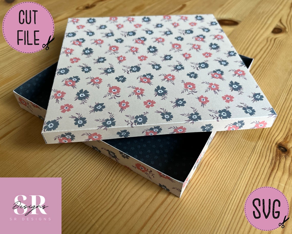 SVG: Slim Square Card Box Template. Suitable for Square Pop up Cards ...