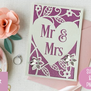 SVG: ‘pop up’/ 3D Mr & mrs card. Celebration. Wedding svg. Wedding card svg. Anniversary card svg. Pop up flowers. 3d flowers. Pop up SVG