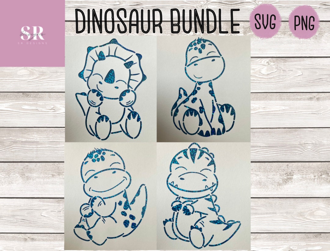 SVG: Dinosaur Bundle. Cute Dinosaur Svg. Cute Dinosaur Cut Files. Cute