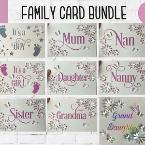SVG: 3D/ ‘pop up’ Family card bundle. Cricut card bundle. Card bundle. Happy birthday. Pop up card. Pop up flowers. 3D butterfly. SVG/PNG