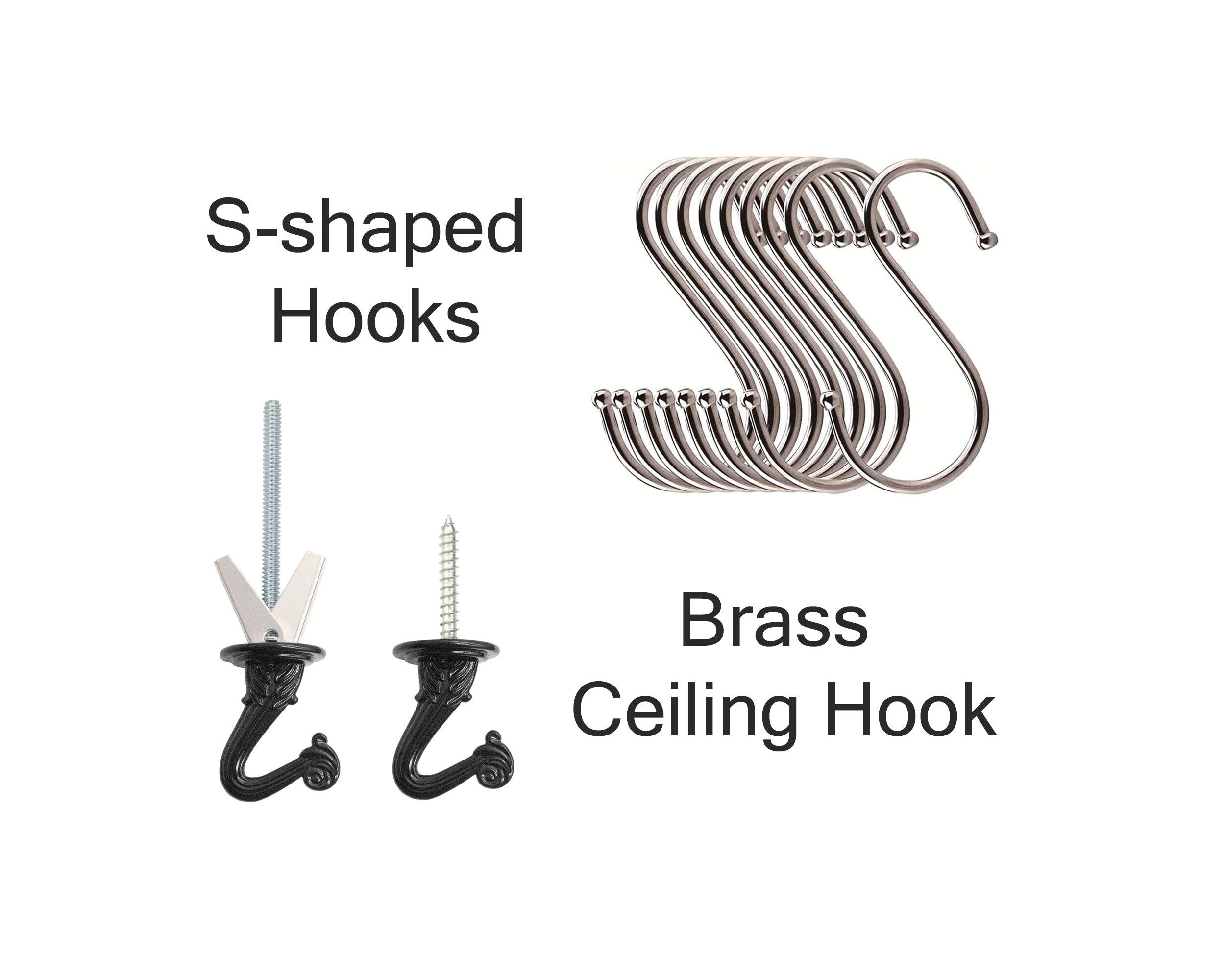 Brass Ceiling Hooks for Plant Hangers With Sshaped Stainless Etsy UK