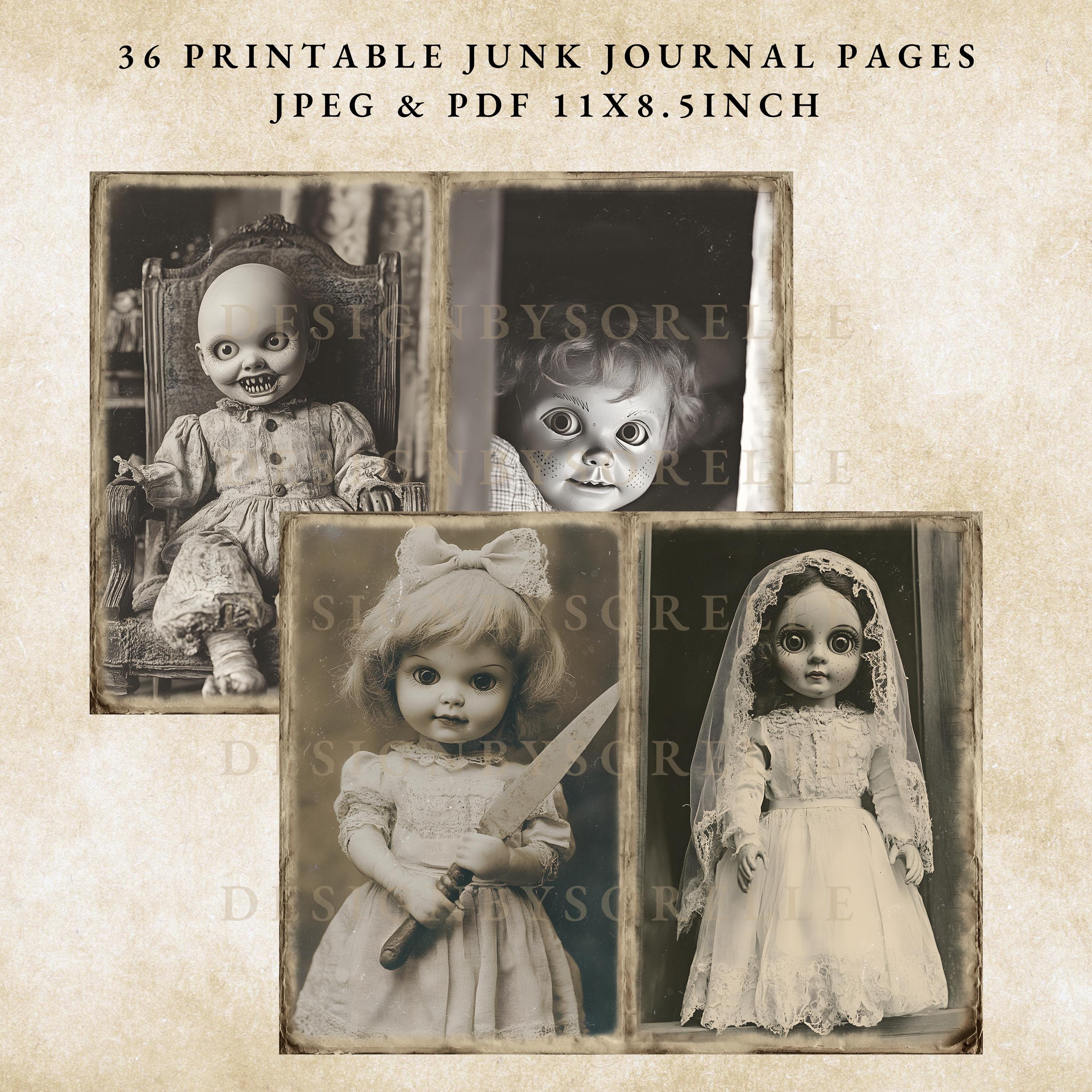 Creepy Dolls Gothic Junk Journal Pages, Gothic Dolls Ephemera, Haunted ...