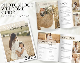 Editable Family Photoshoot Welcome Guide, Photography Pricing Book, Gender Reveal Photoshoot Brochure, Editable Photography Client Book BB73