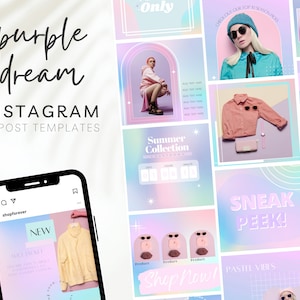 Instagram Post Template, Aesthetic Gradient Pastel Template, Pastel business Digital design Template, Bright Instagram Engagement Post BB9