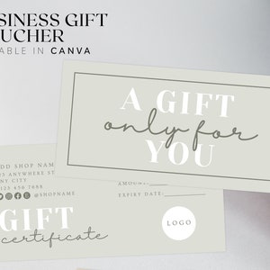 Business Gift Certificate Template, Editable Shop Gift Voucher, Printable Client Coupon, Spa Voucher, Salon Coupon, Surprise Gift Card, BB57