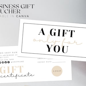 Modèle de chèque-cadeau d'entreprise, chèque-cadeau de boutique modifiable, bon client imprimable, bon de spa, bon de réduction salon, carte-cadeau surprise, BB57