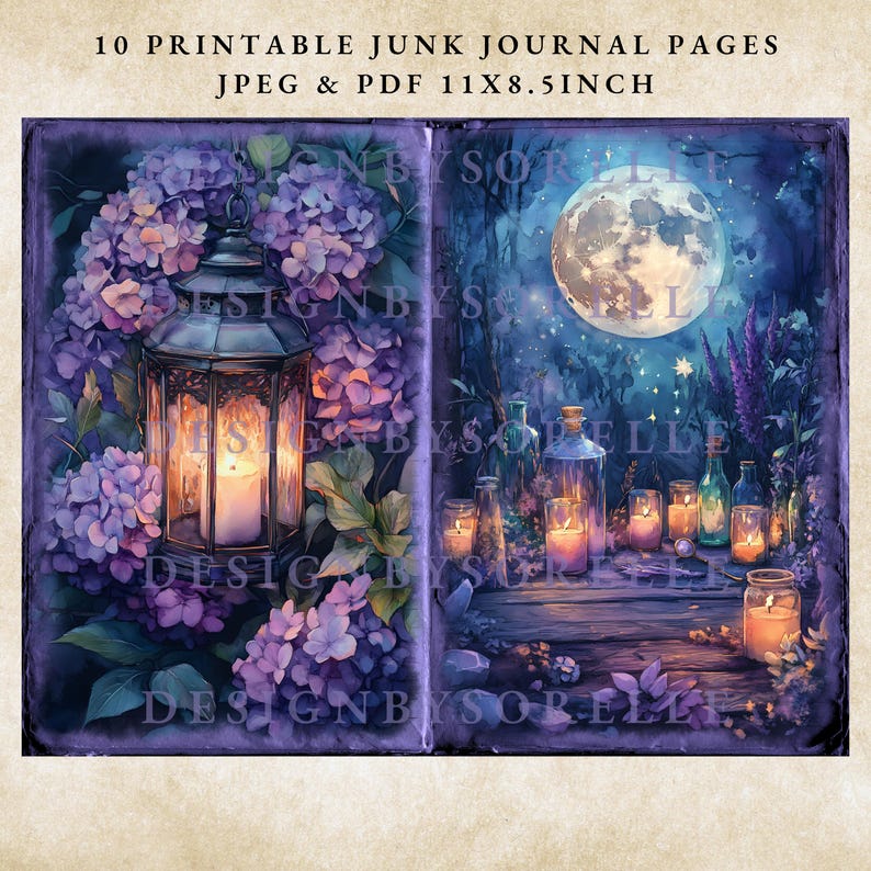 Purple Witch Junk Journal, Witchcraft Printable Journal, Potion Journal ...