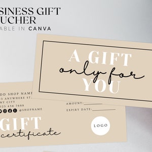 Sjabloon zakelijke cadeaubon, bewerkbare winkelcadeaubon, afdrukbare klantcoupon, spavoucher, saloncoupon, verrassingscadeaubon, BB57