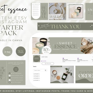 Startpakket Etsy Shop-branding, Etsy-brandingkit, Instagram-sjablonen voor posts en hoogtepunten, Etsy-winkelvermeldingen, Etsy-bannersjabloon, BB26