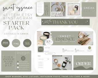 Etsy Shop branding starter pack, Etsy branding kit, Instagram post and highlights templates, Etsy store listings, Etsy banner template, BB26