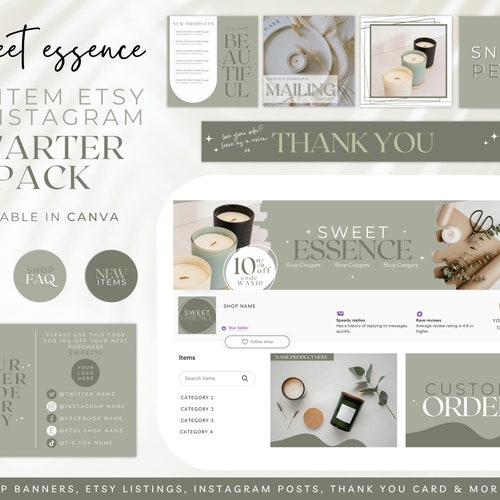 Etsy Shop Branding Starter Pack Etsy Branding Kit Instagram Etsy