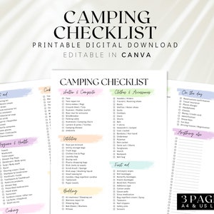 Printable Camping Checklist, Editable Travel Checklist, Camping Trip packing list, RV camp checklist, Scouts Trip Checklist, To do List, 010