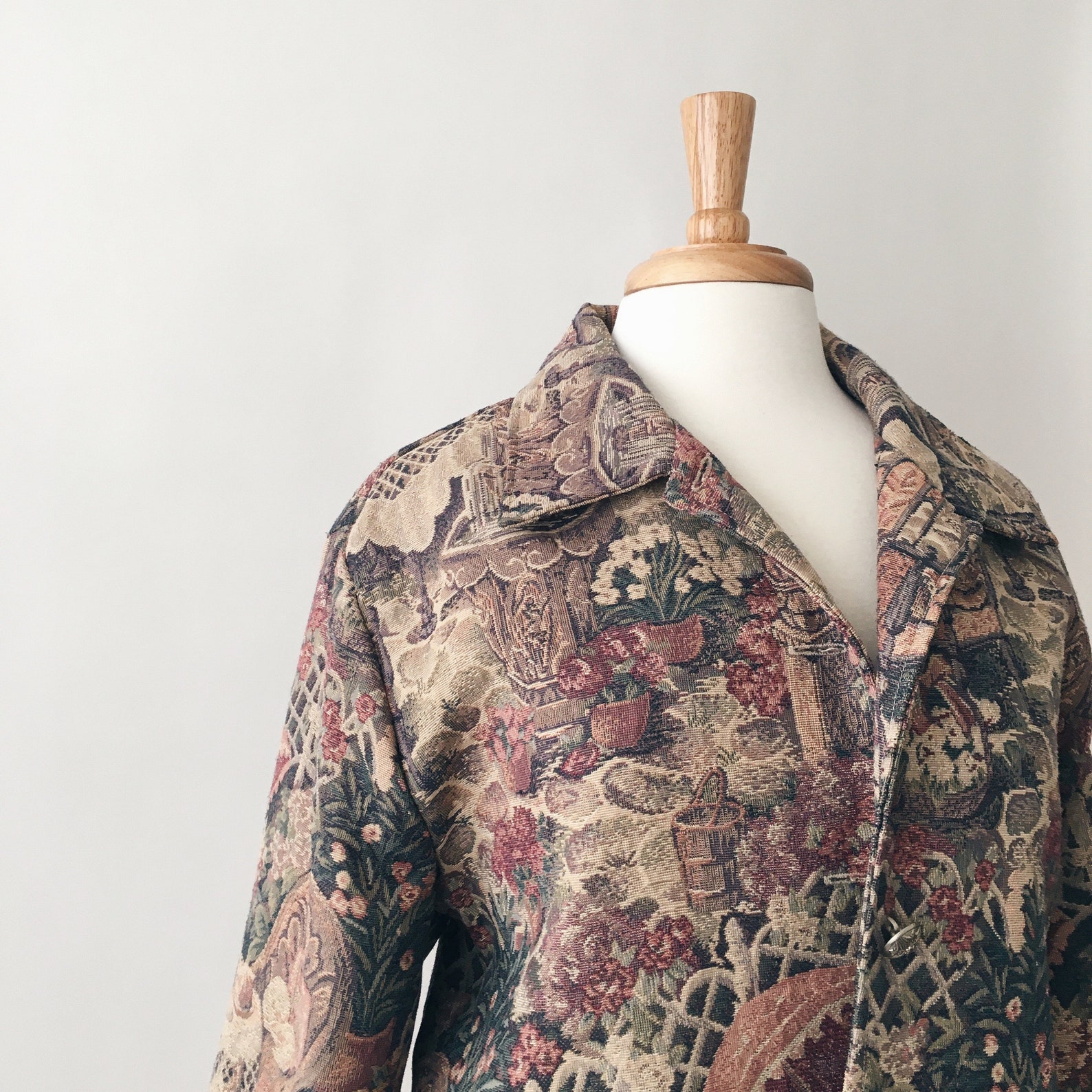 Vintage Lightweight Floral Tapestry Jacket Etsy