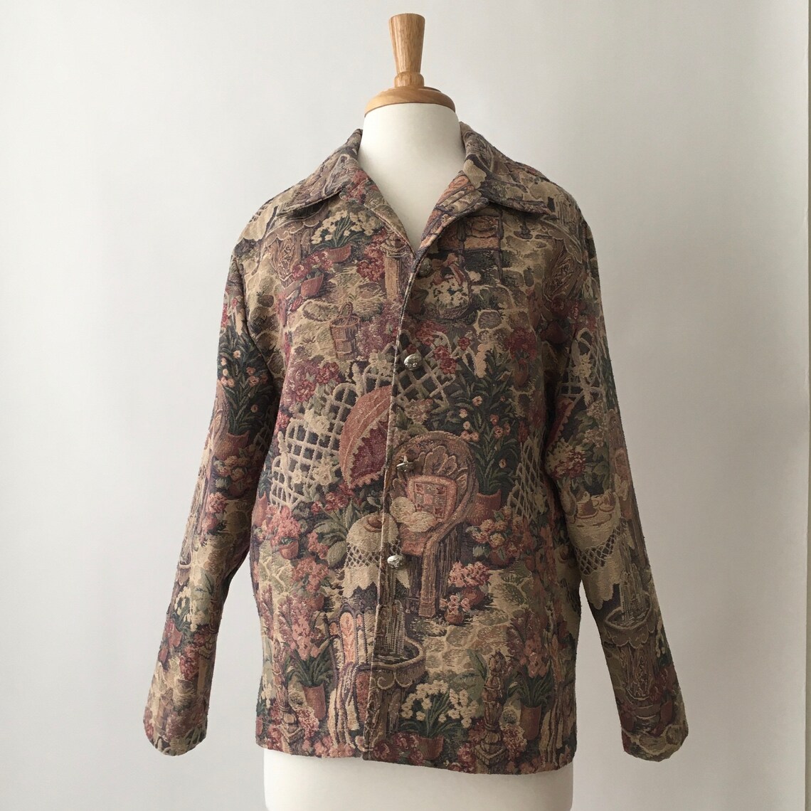 Vintage Lightweight Floral Tapestry Jacket Etsy