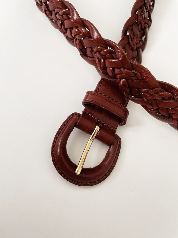 Vintage 90s Talbots Woven Braided Leather Belt Si… - image 5