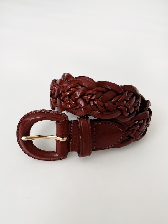 Vintage 90s Talbots Woven Braided Leather Belt Si… - image 1