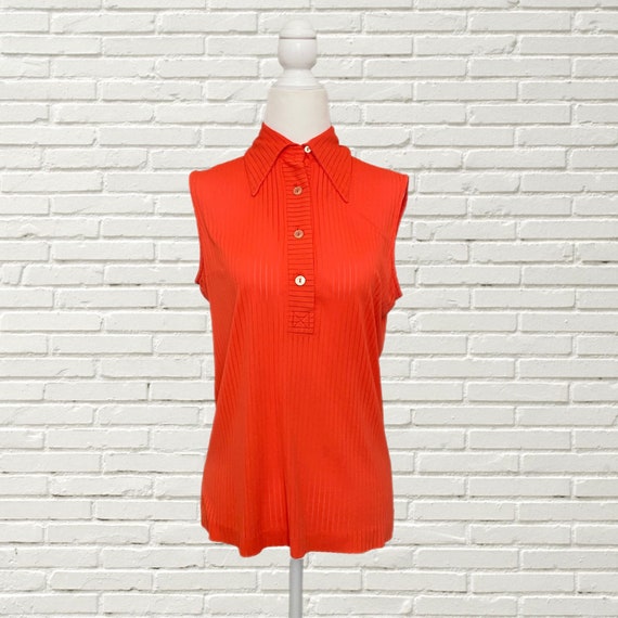 Vintage 70s Abercrombie and Fitch Orange Collared… - image 1