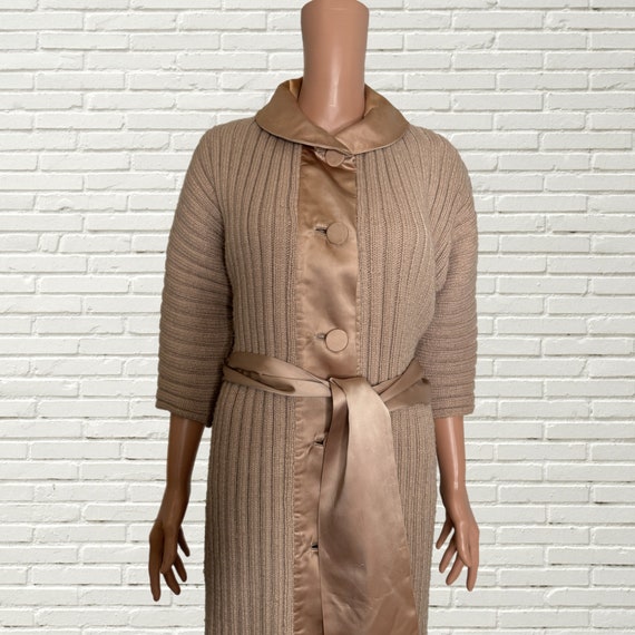 Vintage 40s 50s Beige Wool Duster Coat w. Liquid … - image 2