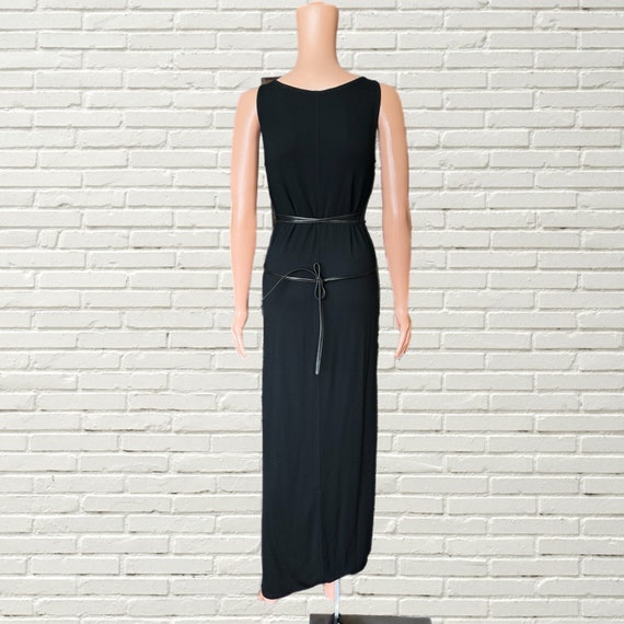 Vintage 90s Y2K Donna Karen Black Maxi Dress Leat… - image 4
