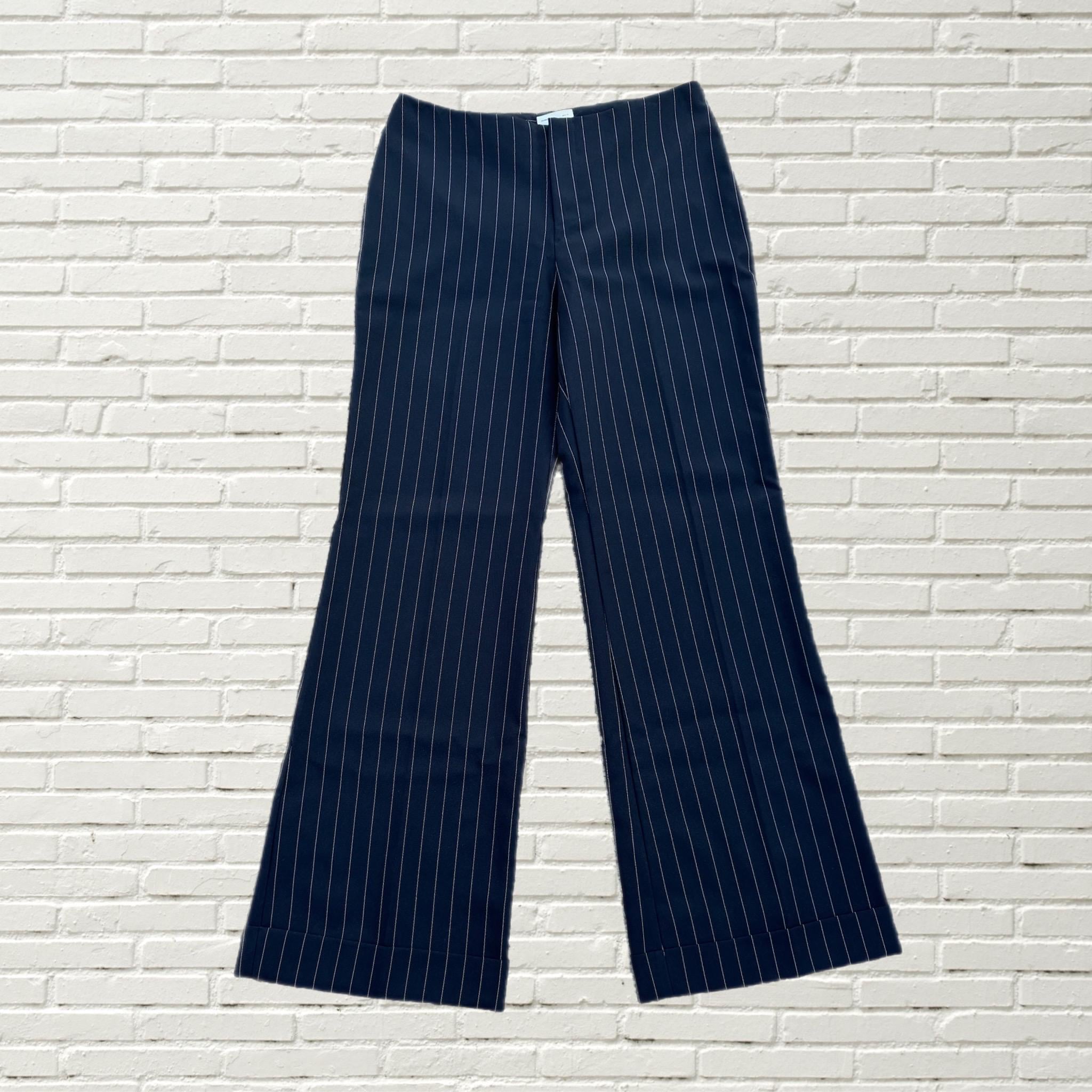 【archive】00s wide flare stripe slacks Y2K Deadstock Pinstripe Wide Leg Low Waist Pants - 2000s