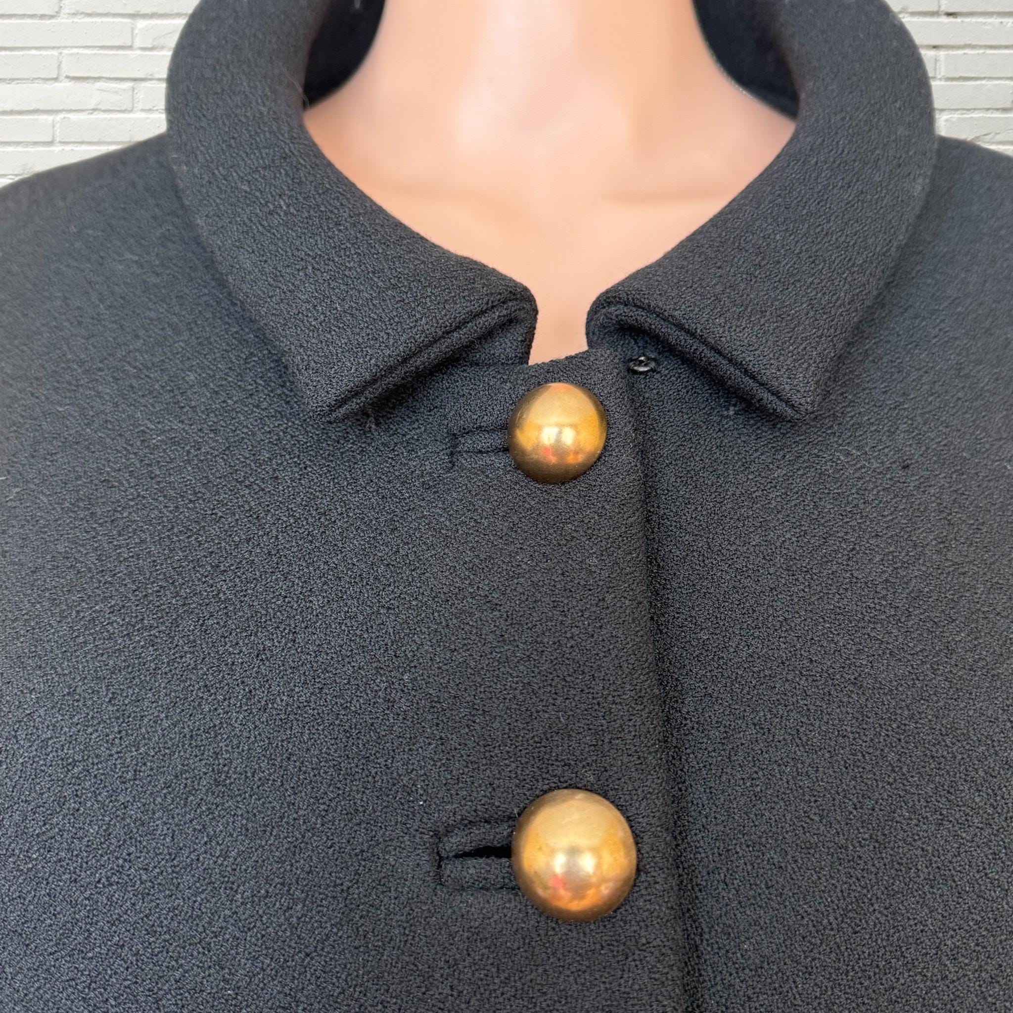 Vintage Y2K BALENCIAGA EDITIONS Black Wool Coat - Large Gold