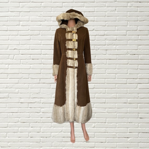 Vintage 70s Penny Lane Coat - Brown & Cream Fayz … - image 1