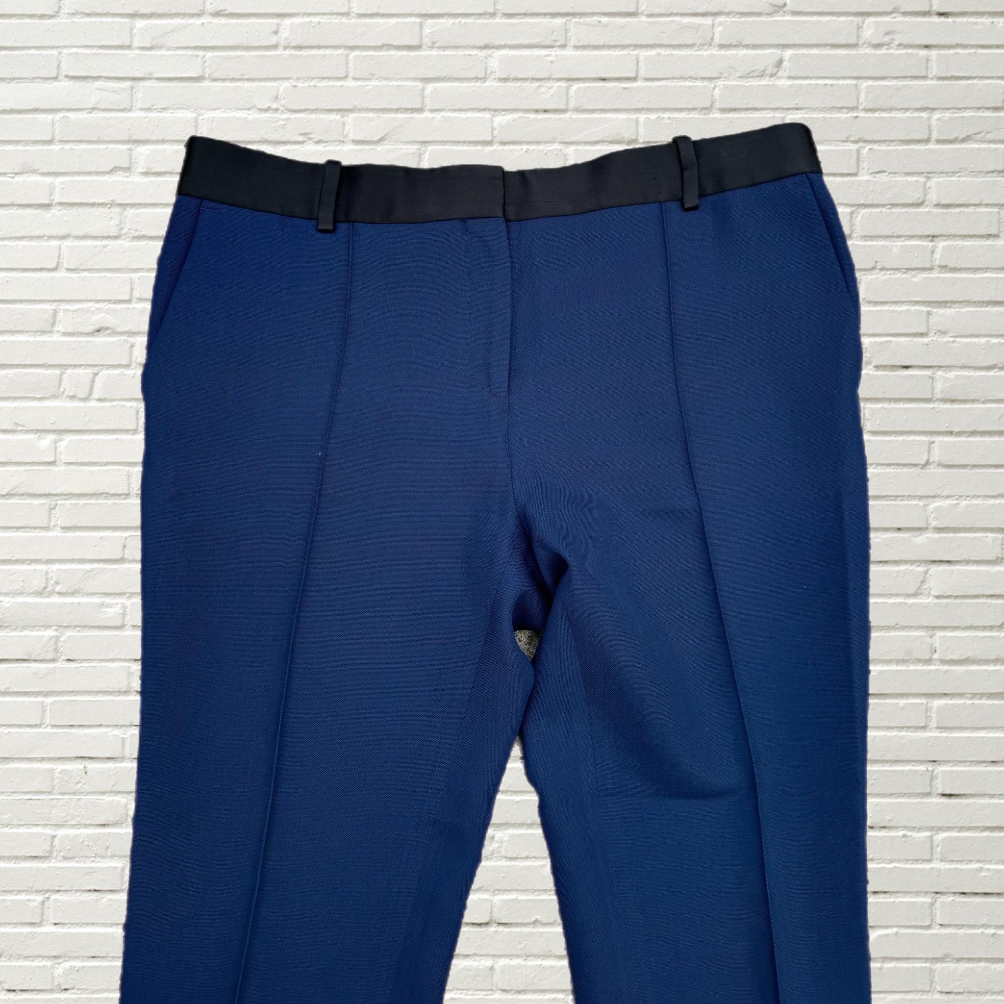 CELINE セリーヌ パンツ（その他） 紺 38(S位) 4601825L0002 CELINE Blue Wool Trouser Black Silk Side Stripe - Size 44