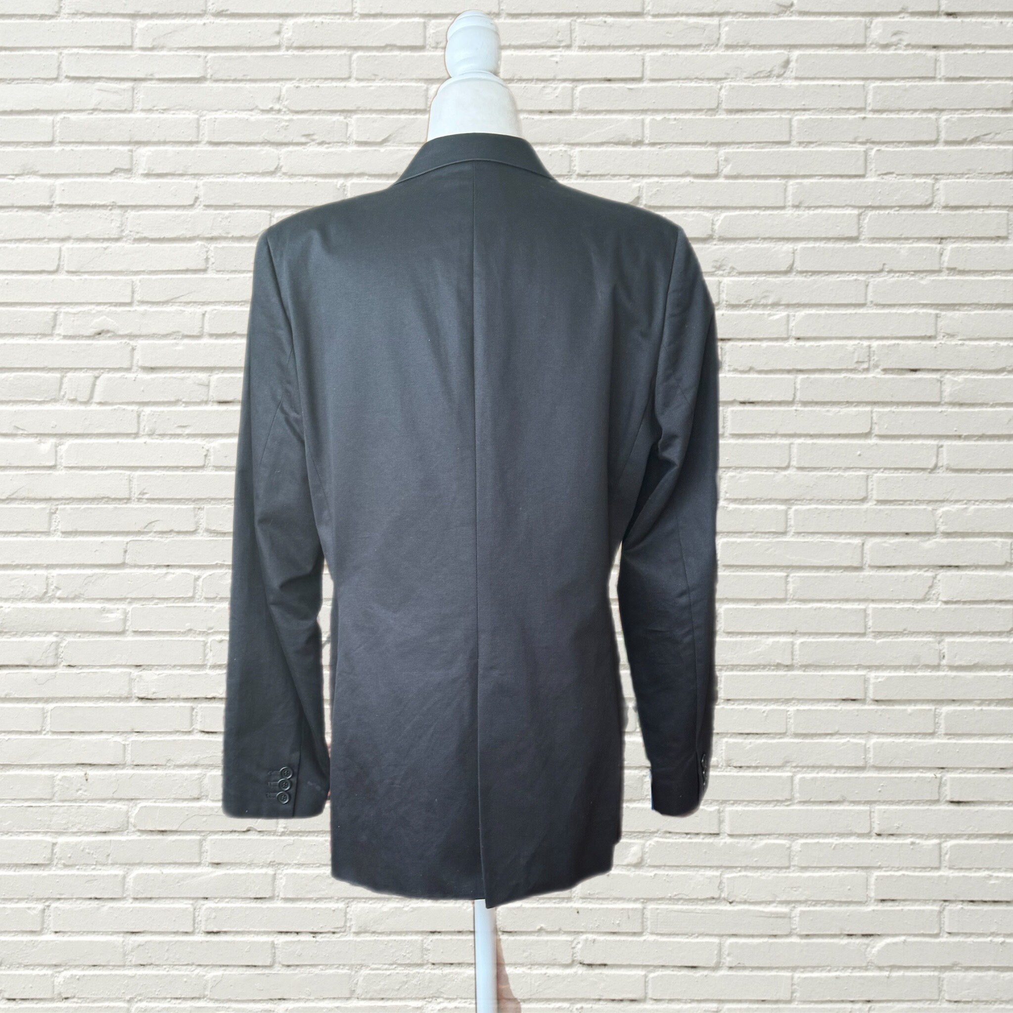 Vintage 90s HELMUT LANG Black Cotton Blazer Jacket Satin Lined 