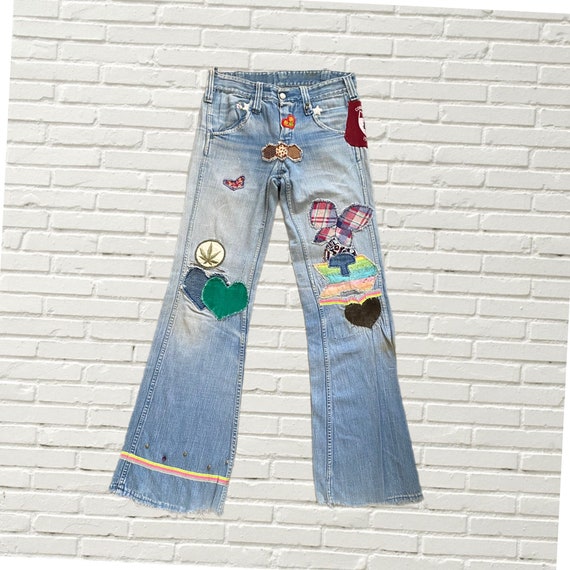 パンツ 70s patchwork flarepants Vintage 1970s Thrashed Patchwork Flared Jeans – The Only Vintage