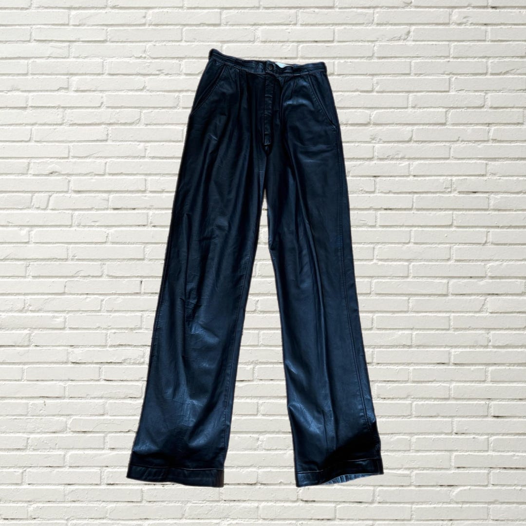 Vintage Black Leather Mid-Rise Pants (S)