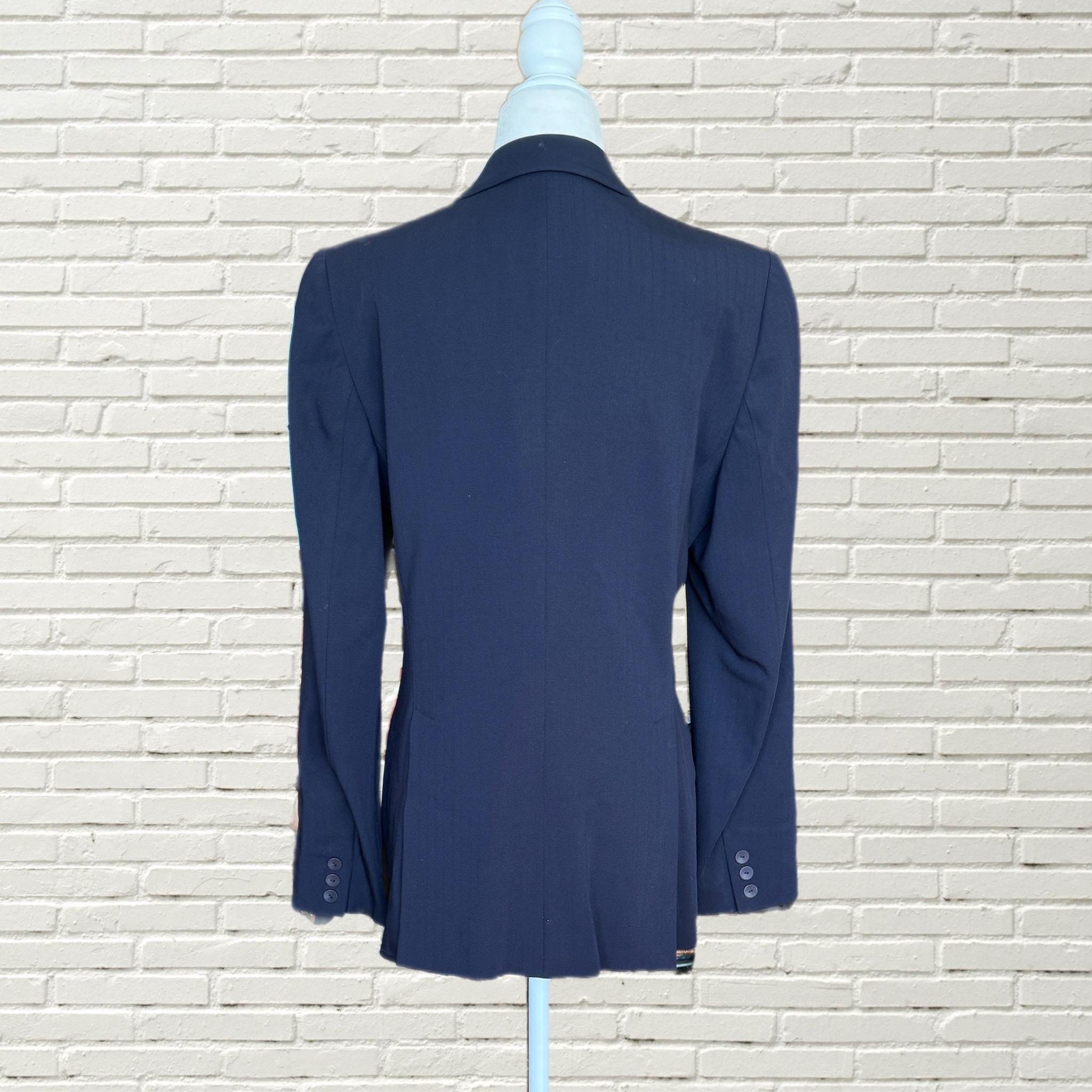 Vintage 80s - 90s Giorgio Armani Navy Blue Silk Blazer