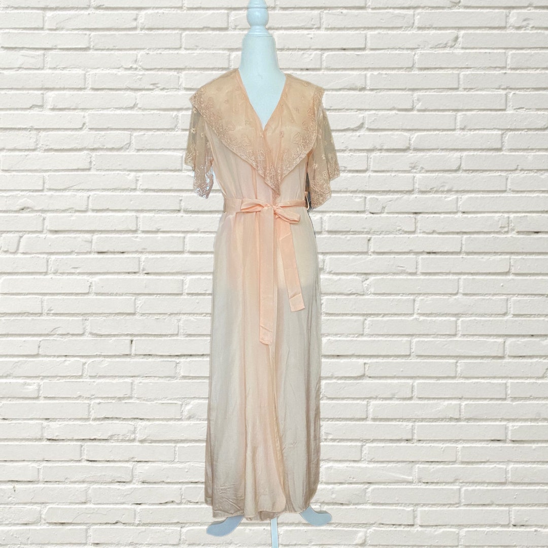 Vintage 1920s Pink Silk and Lace Robe - Antique Art Deco Size Xs/s - Etsy