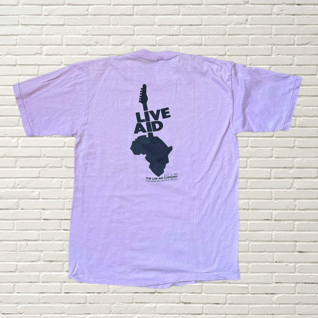 Vintage 80s 1985 Live Aid Concert T Shirt - Light Purple - Jerzees