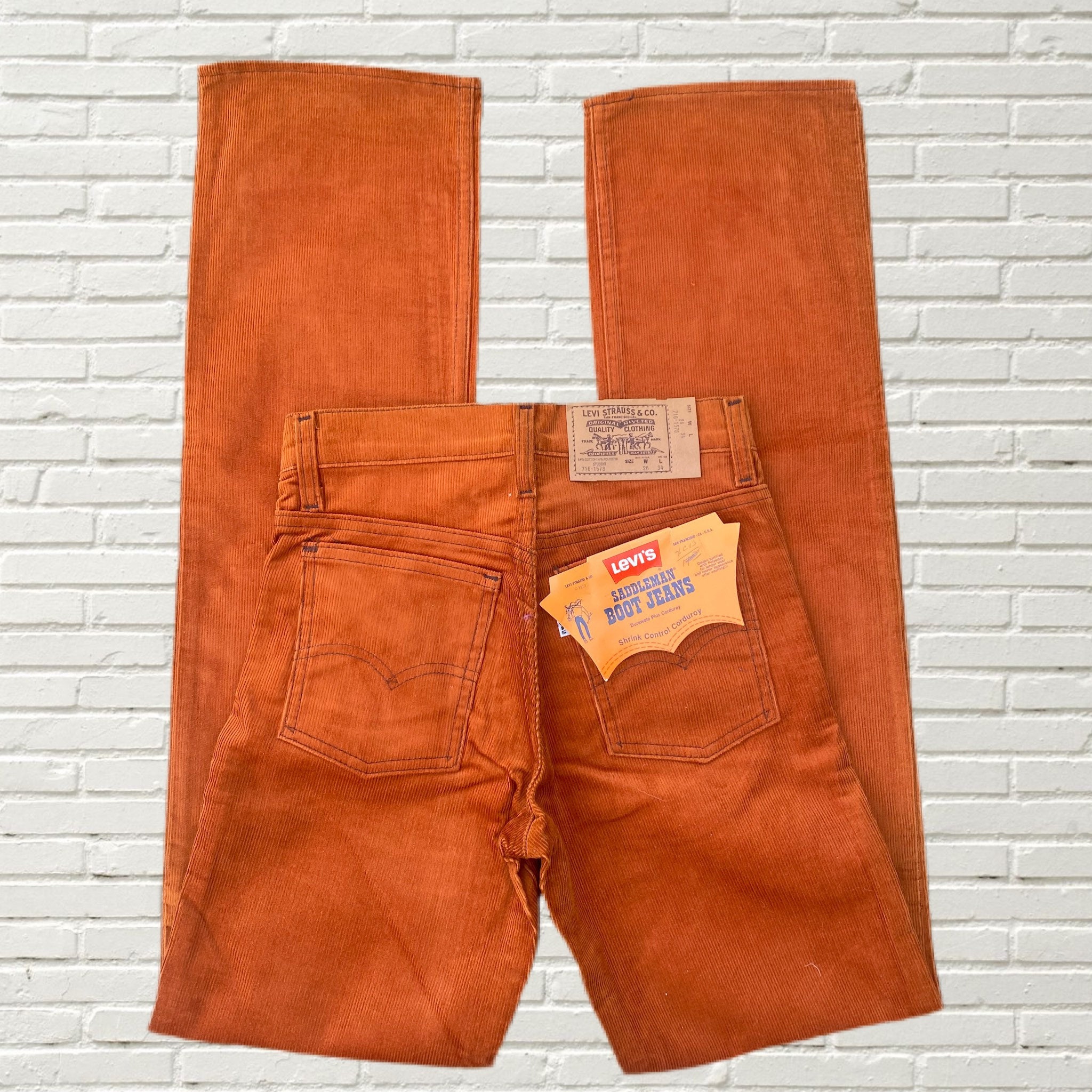 Vintage 70s Levis Flare Corduroy Pants Burnt Orange NWT Etsy UK