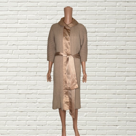 Vintage 40s 50s Beige Wool Duster Coat w. Liquid … - image 1